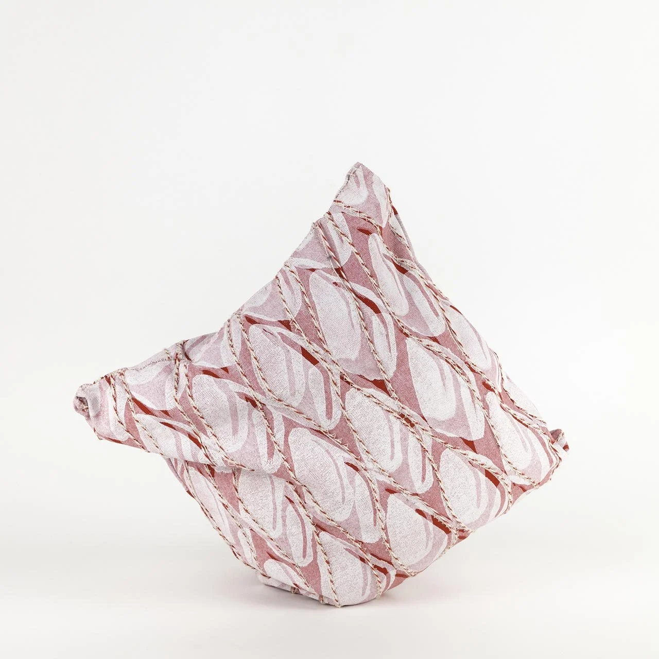 Red and White Screen Print textile, yarn overlay, Black Bean filled, 2 lbs