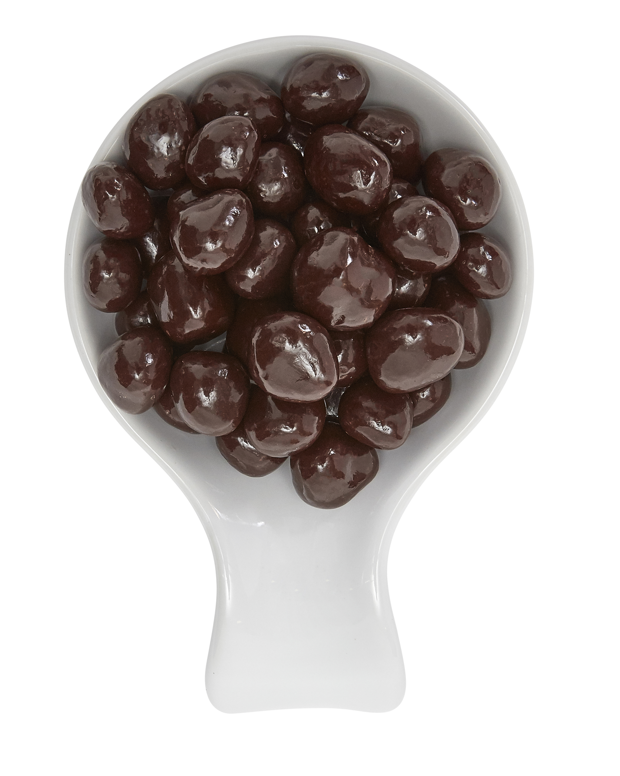 A white scoop filled with shiny, dark red maraschino cherries.