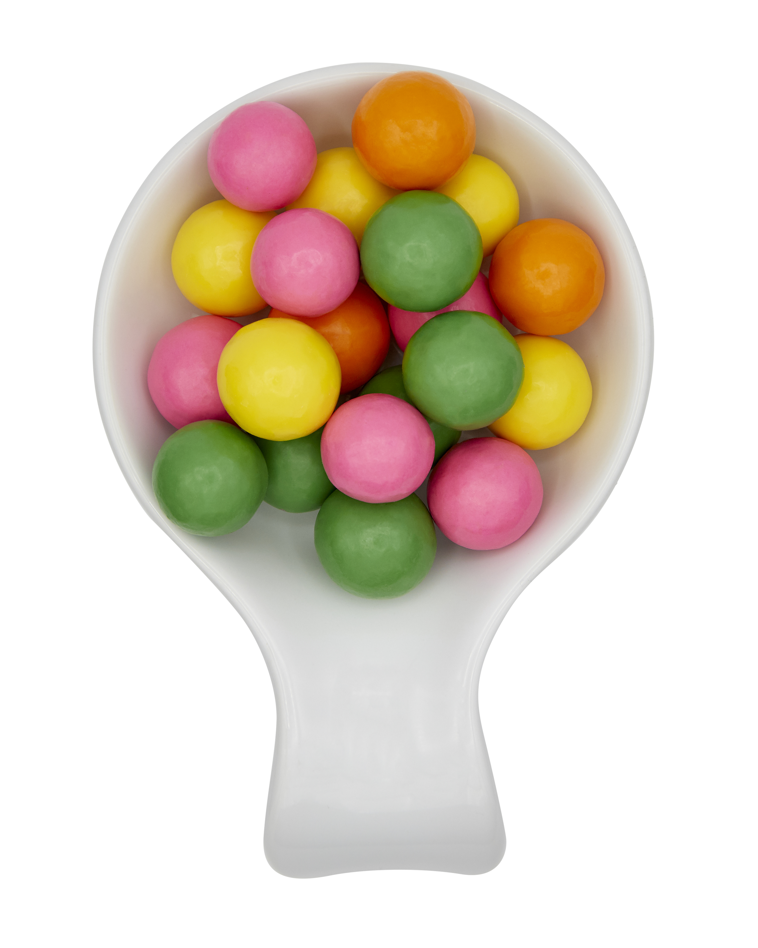 Colorful milk pops in a white bowl.