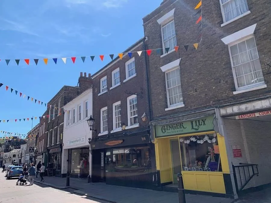 Independent shops and historic streets in Rochester, Kent.