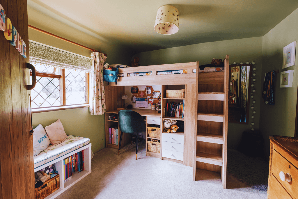 Character bedroom space inside High Birch