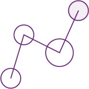 Representación gráfica de un gráfico con nodos y conexiones, color morado.