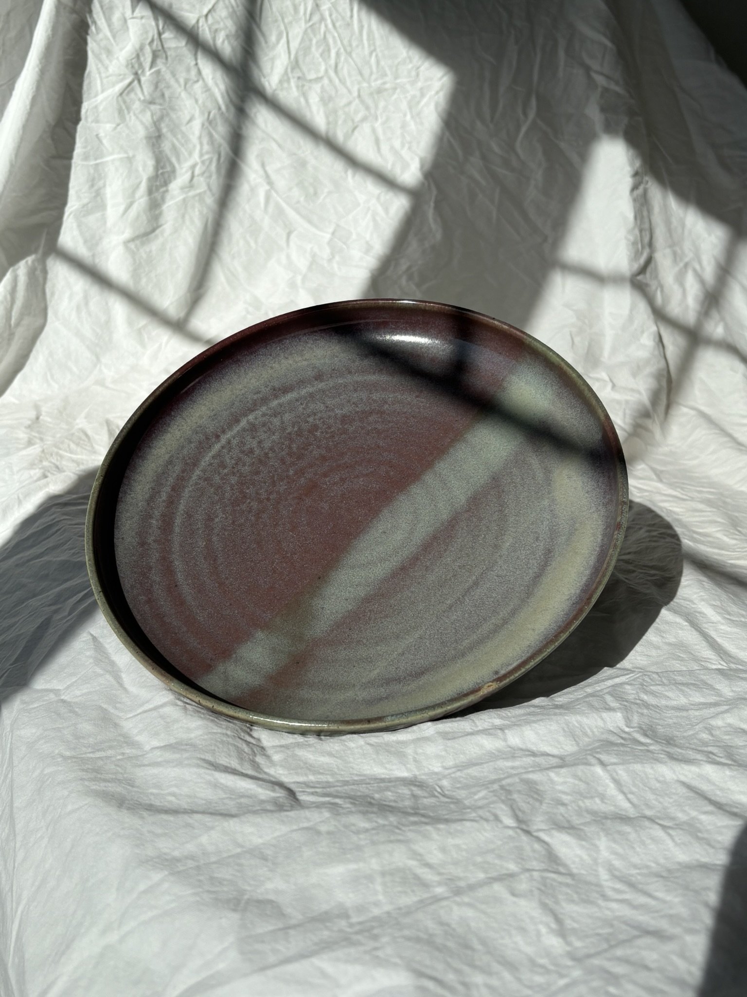 Large Two-Toned Plate with Raised Walls