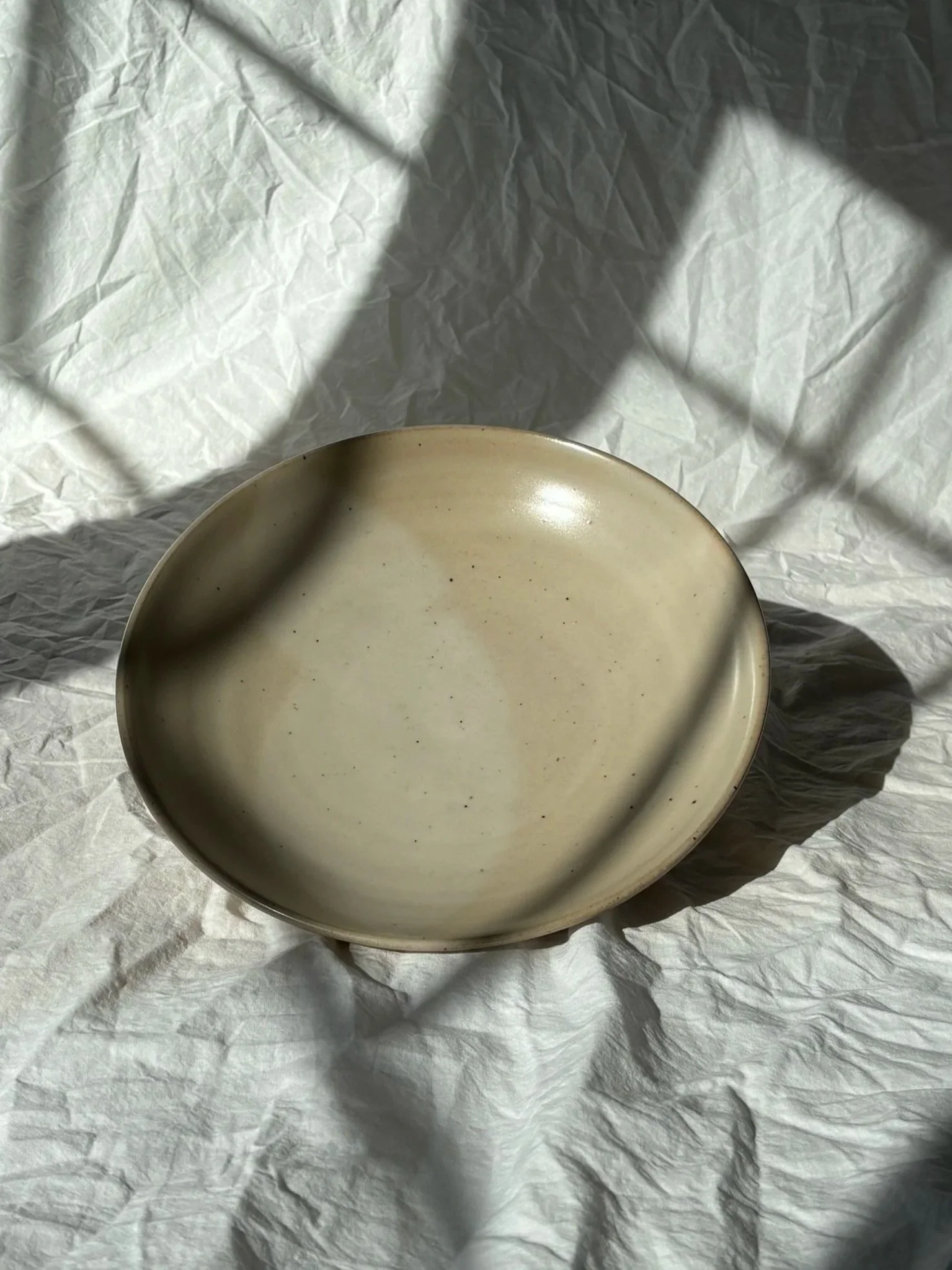 Large Speckled Sandy White Bowl