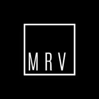 A logo with the letters 'MRV' inside a white rectangular border on a black background.