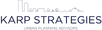 Logo of Karp Strategies with a cityscape skyline and the text 'Karp Strategies, Urban Planning Advisors'.