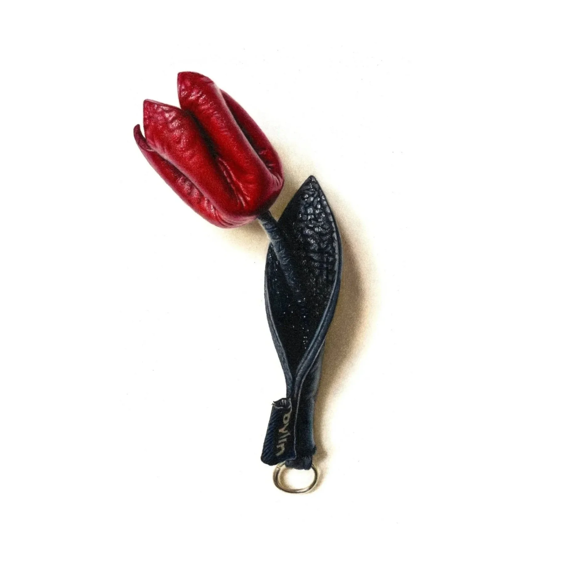 Hyperrealism coloured pencil drawing of a leather tulip, by Connor Hornby