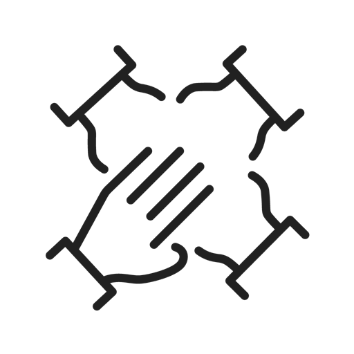 Line icon of hands together in unity