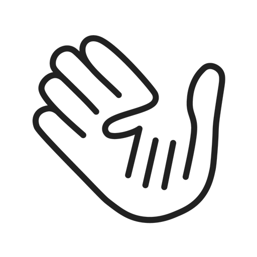 Line icon of a smaller hand inside a larger hand