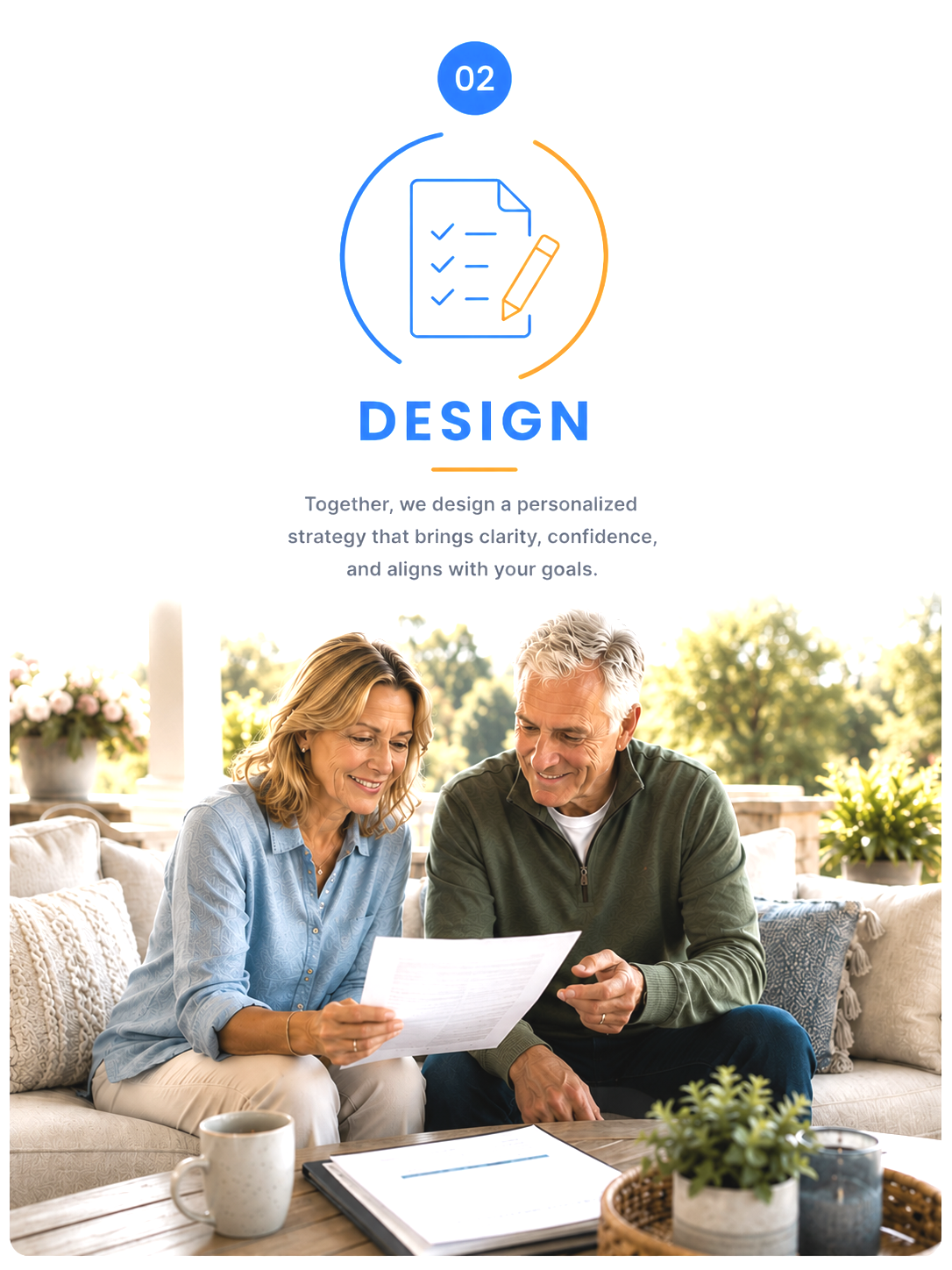 Couple reviewing retirement income planning options and preparing for a confident retirement.