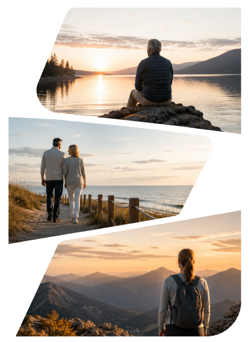 Lifestyle imagery representing retirement freedom, financial confidence, and purposeful living.