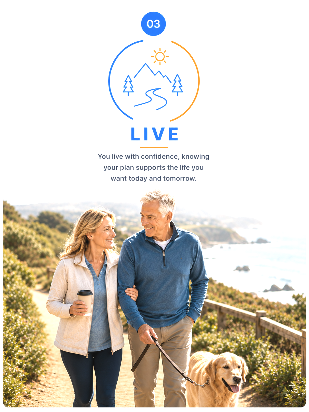 Retired couple enjoying financial freedom and an active lifestyle after implementing a retirement income strategy.