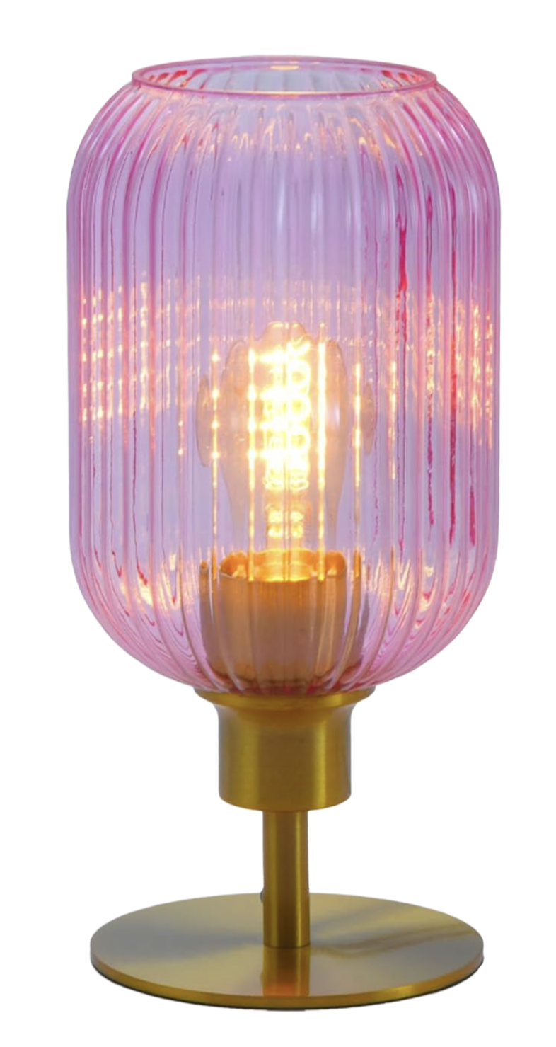 Pink Ribbed Glass Lamp ($41)