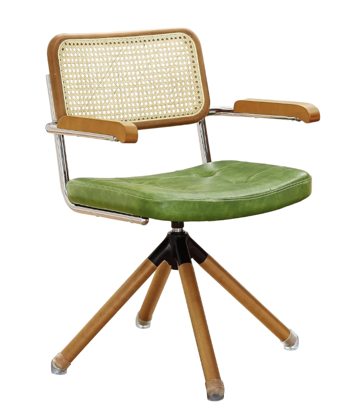Rattan Back Faux Leather Swivel Accent Chair ($126)
