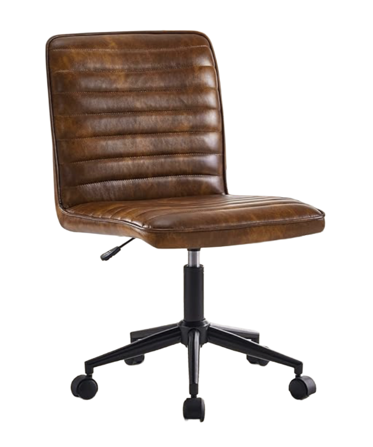 Armless Mid-Back Faux Leather Swivel Chair ($80)