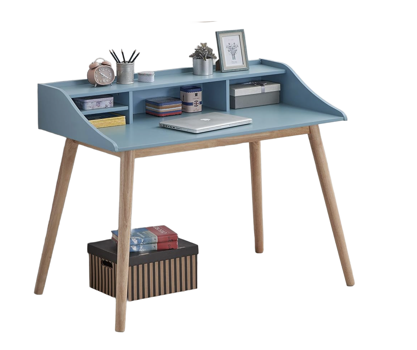 Blue Contemporary Writing Desk with Hutch ($160)