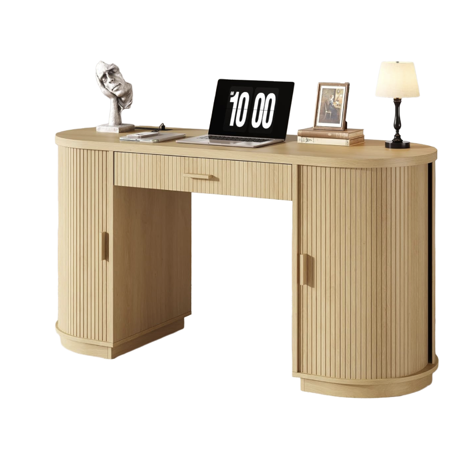 Fluted Executive Desk with Charging Station ($260)