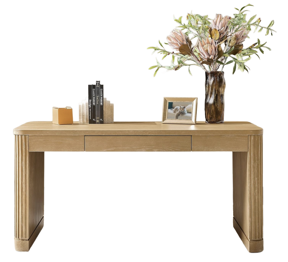 Fluted Executive Desk with Built-In Charging Station ($665)