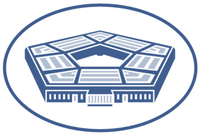 A logo of a stylized Department of Defense, depicting a circular arrangement with tiered seating in shades of blue. Pentagon.