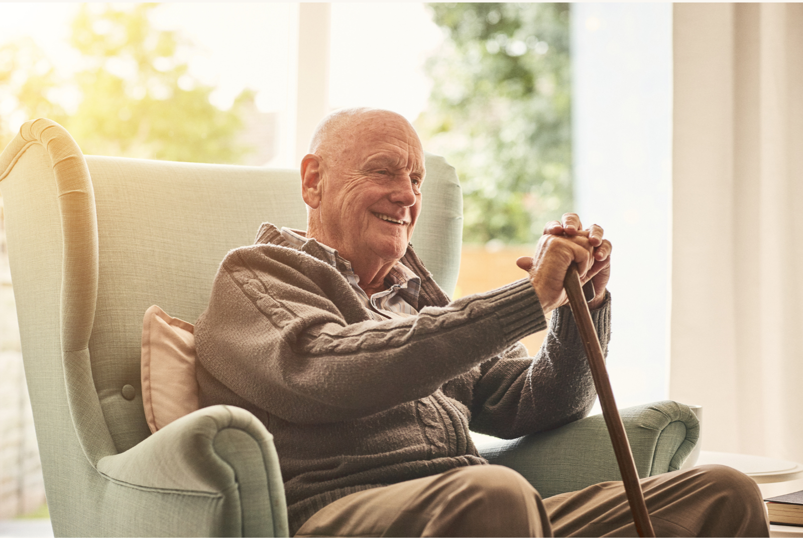 Older man relaxing at home in West Berkshire supported by Stride Living independence service