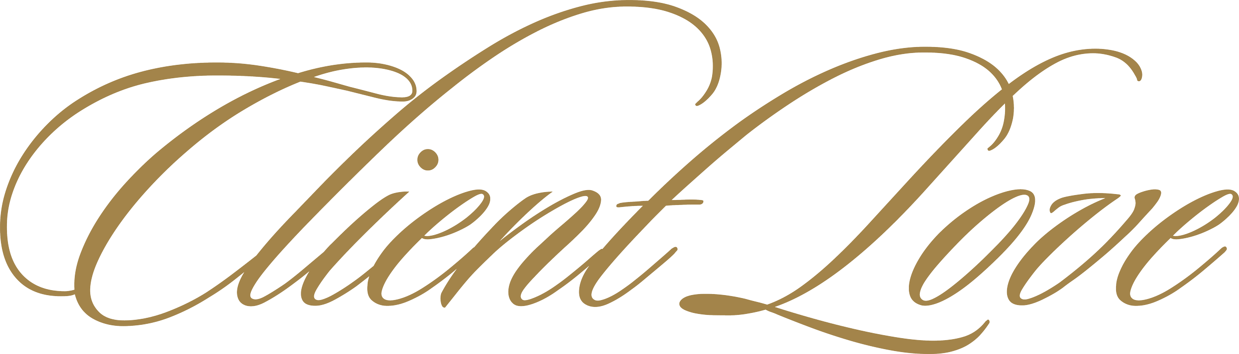 Elegant cursive text reads 'Client Love' in gold color.