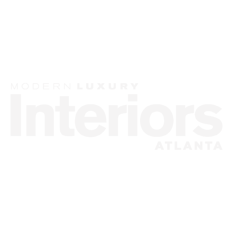 Modern luxury interiors Atlanta logo with black background and white text.