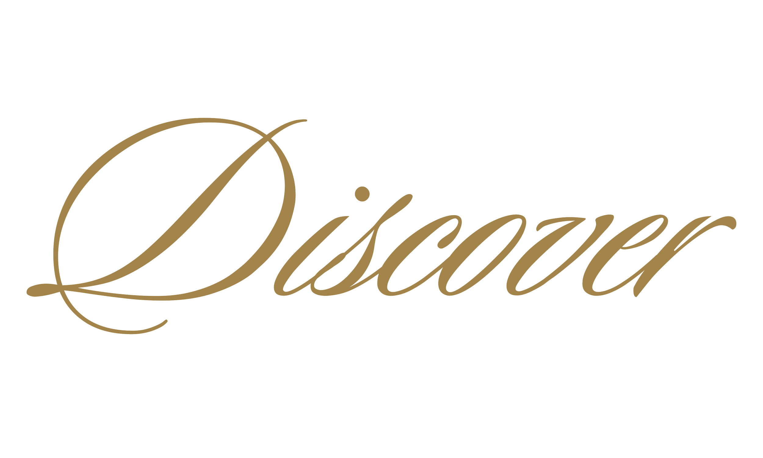 Golden cursive text spelling 'Discover' on a black background.