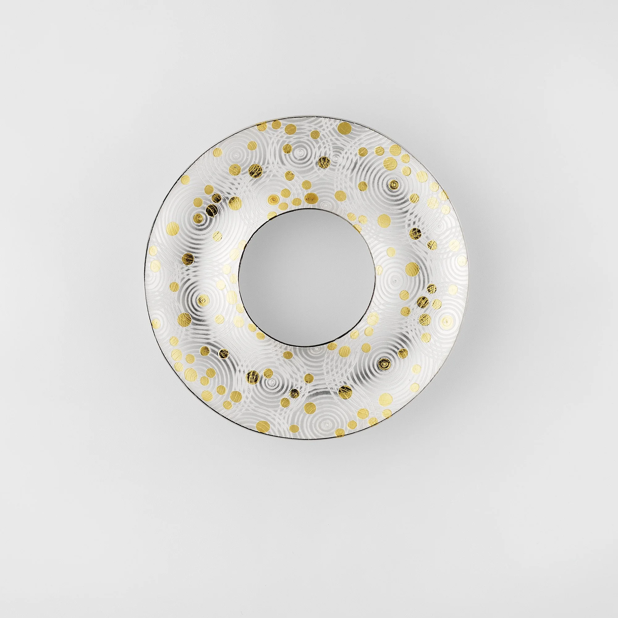 Sterling silver Surface of Water brooch, rippled textured surface with polished edge and gold detail