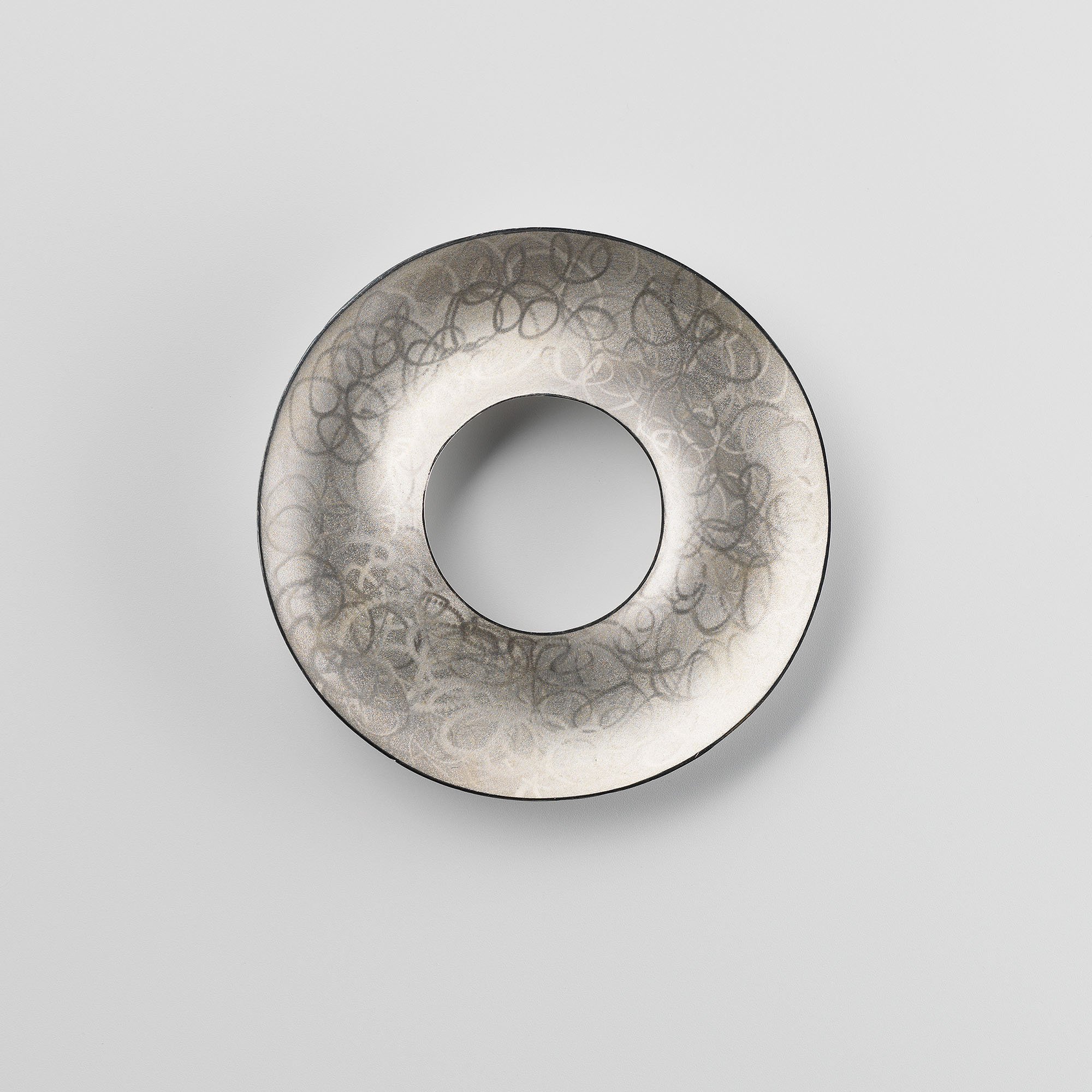 Sterling silver Loop the Loop brooch, subtle shimmering looped surface pattern