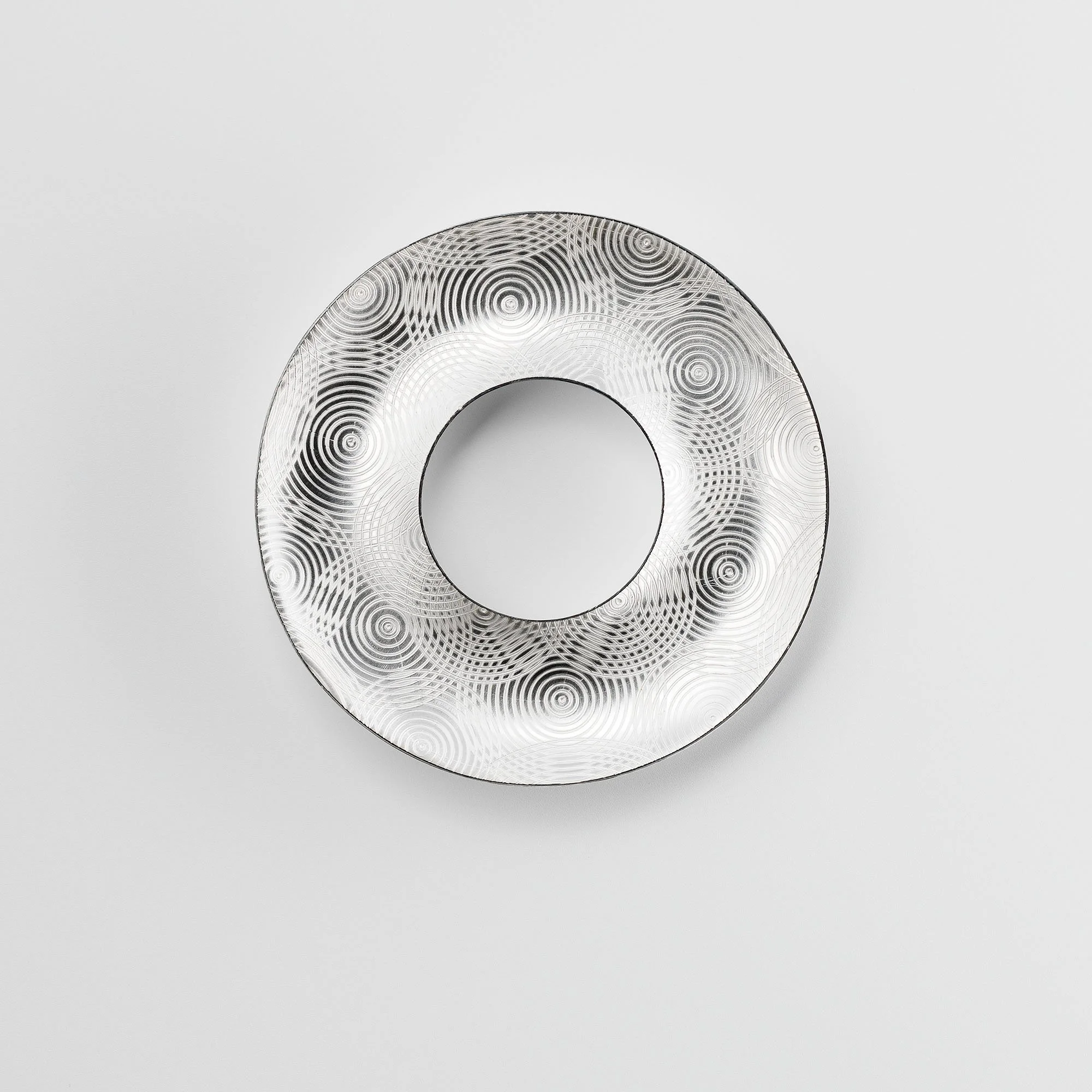 Sterling silver Ripples brooch, engraved concentric circle pattern with circular form