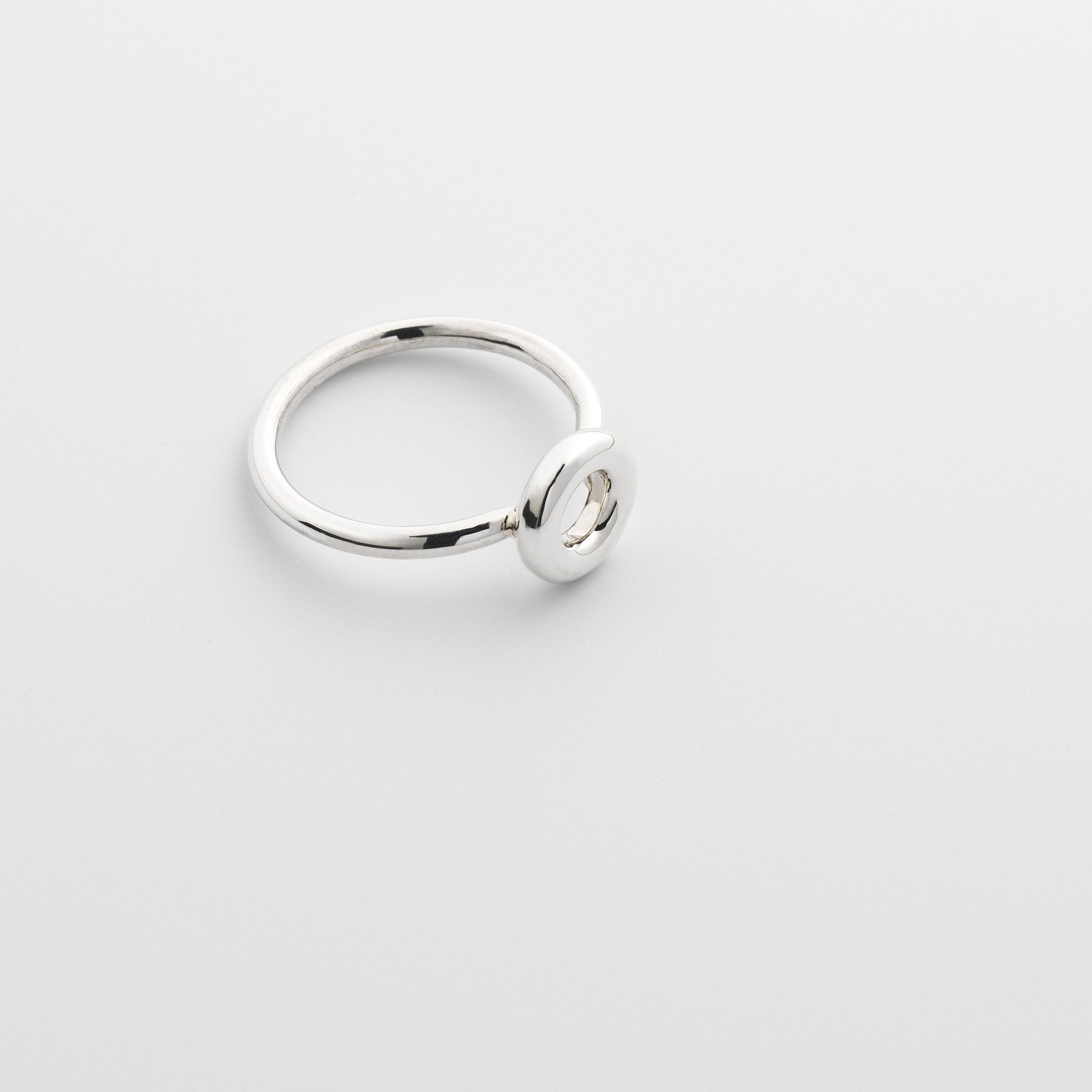 Sterling silver Monad ring, continuous circular torus form on polished round band