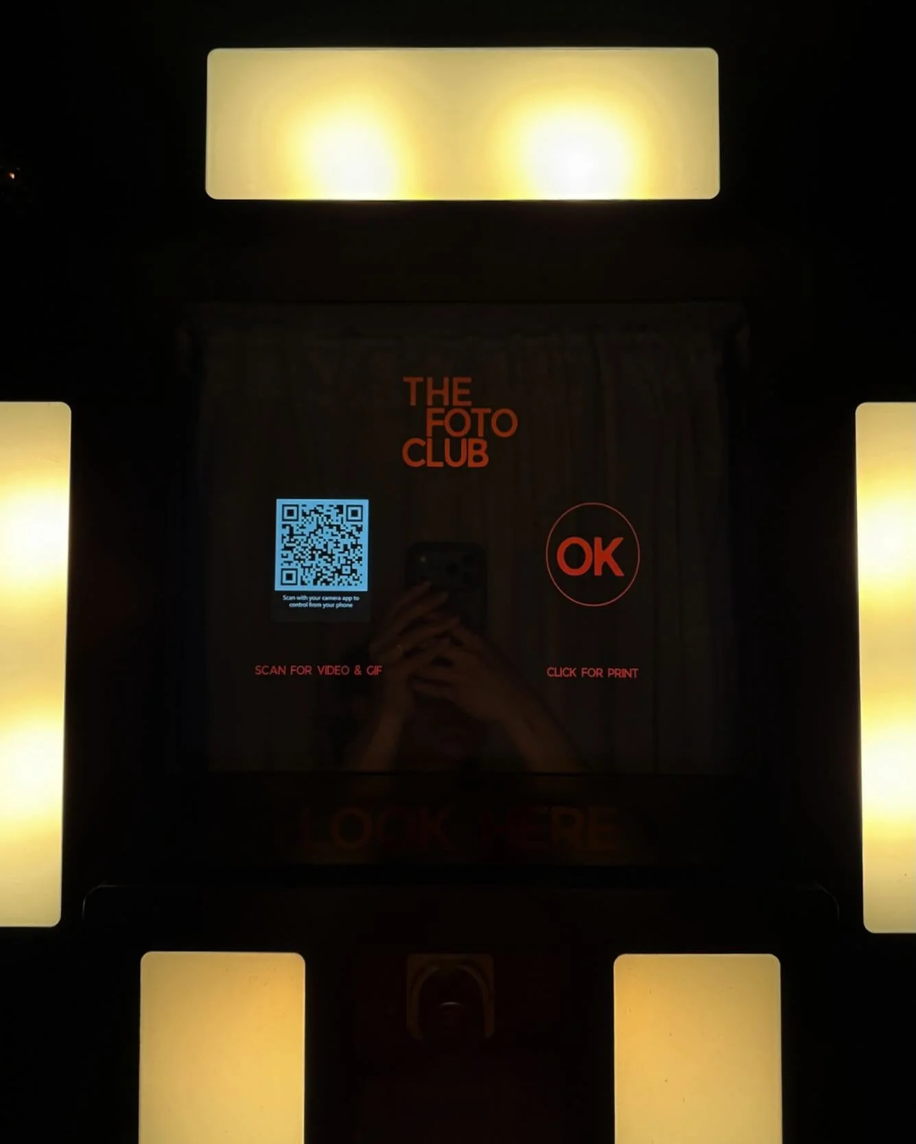 Part of the quirks of a vintage Photo Booth is using the mechanics that it was made with!

For your classic photo strip, guests will hit the authentic OK button inside the booth. For modern digital keepsakes, guests will be able to scan the QR code a