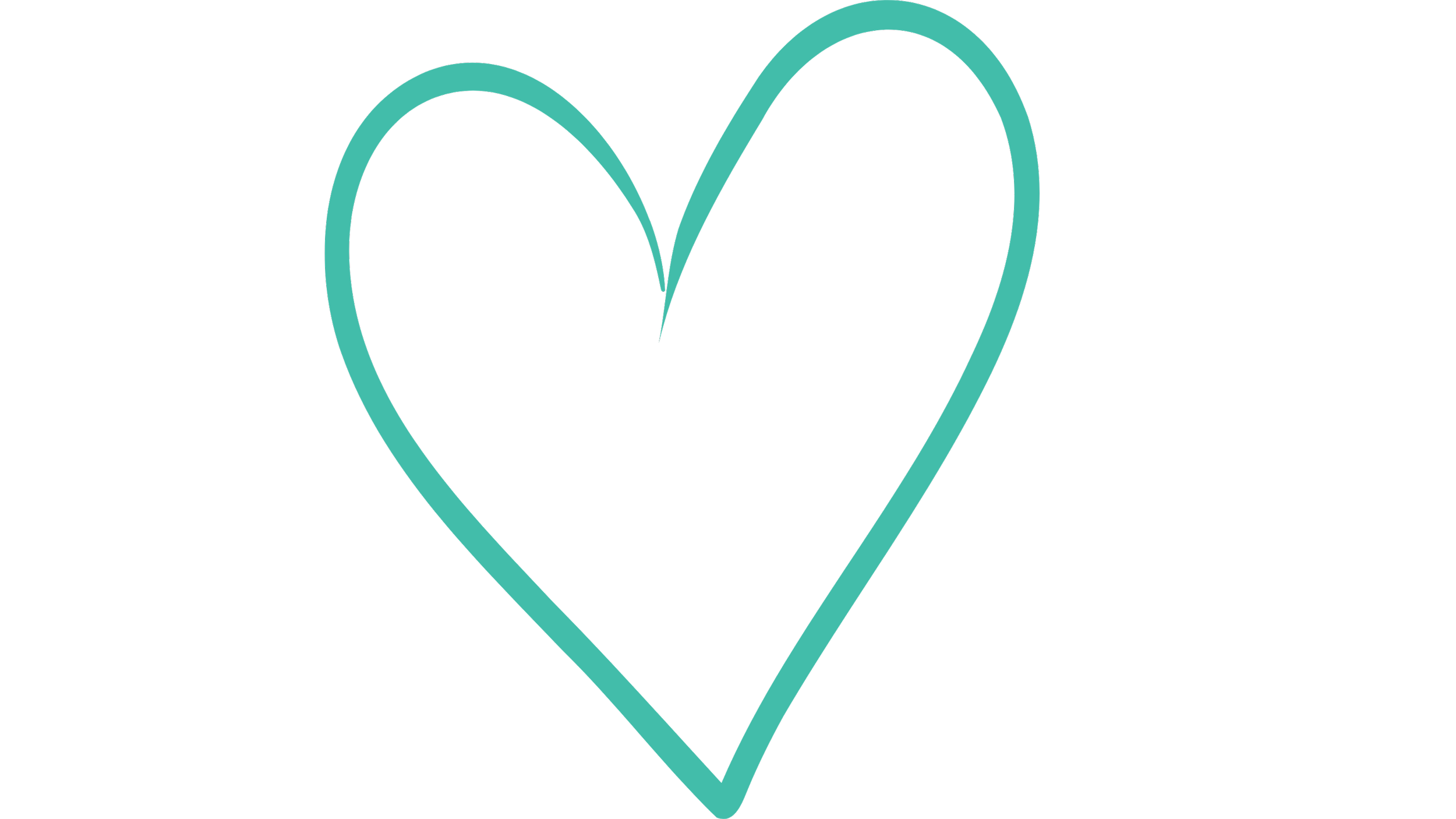 Outline of a heart shape with a gradient color from teal to cyan on a black background.