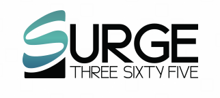 Logo for SURGE Three Sixty Five with a stylized 'S' and the text 'SURGE THREE SIXTY FIVE'.