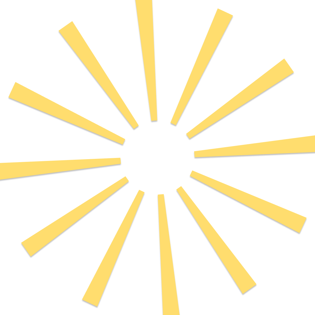 Yellow rays extending from a black circular center against a black background.