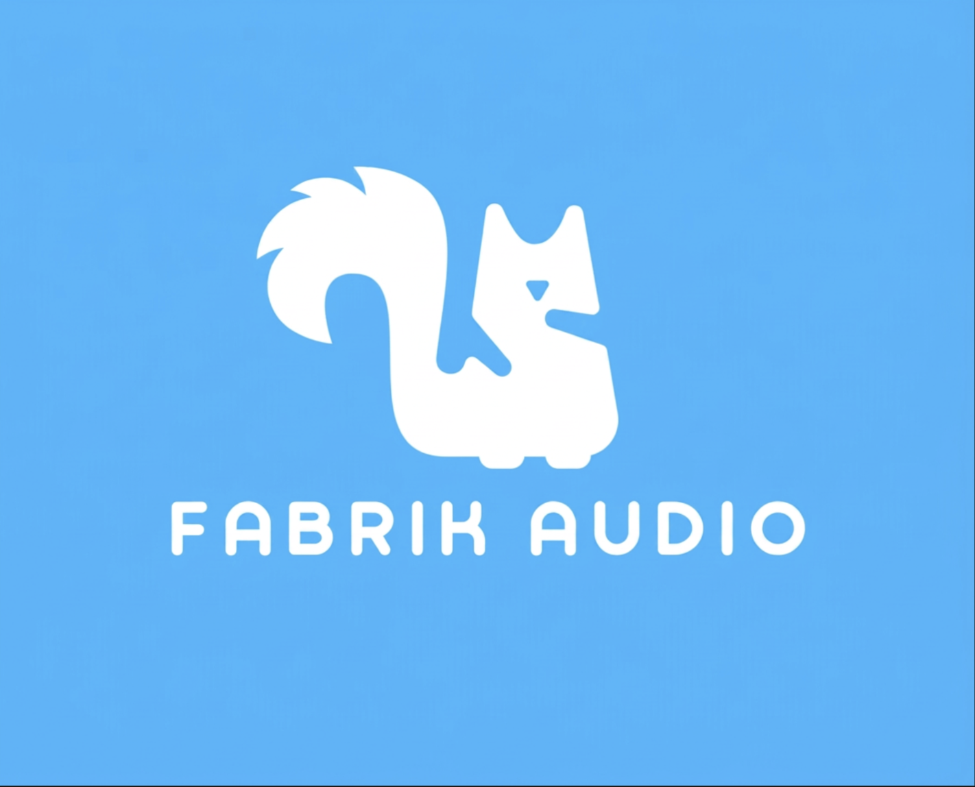 Fabrik Audio Logo featuring a stylised animal character combining elements of a fox and a dog, with the text "FABRIK AUDIO" below, set against a blue background.
