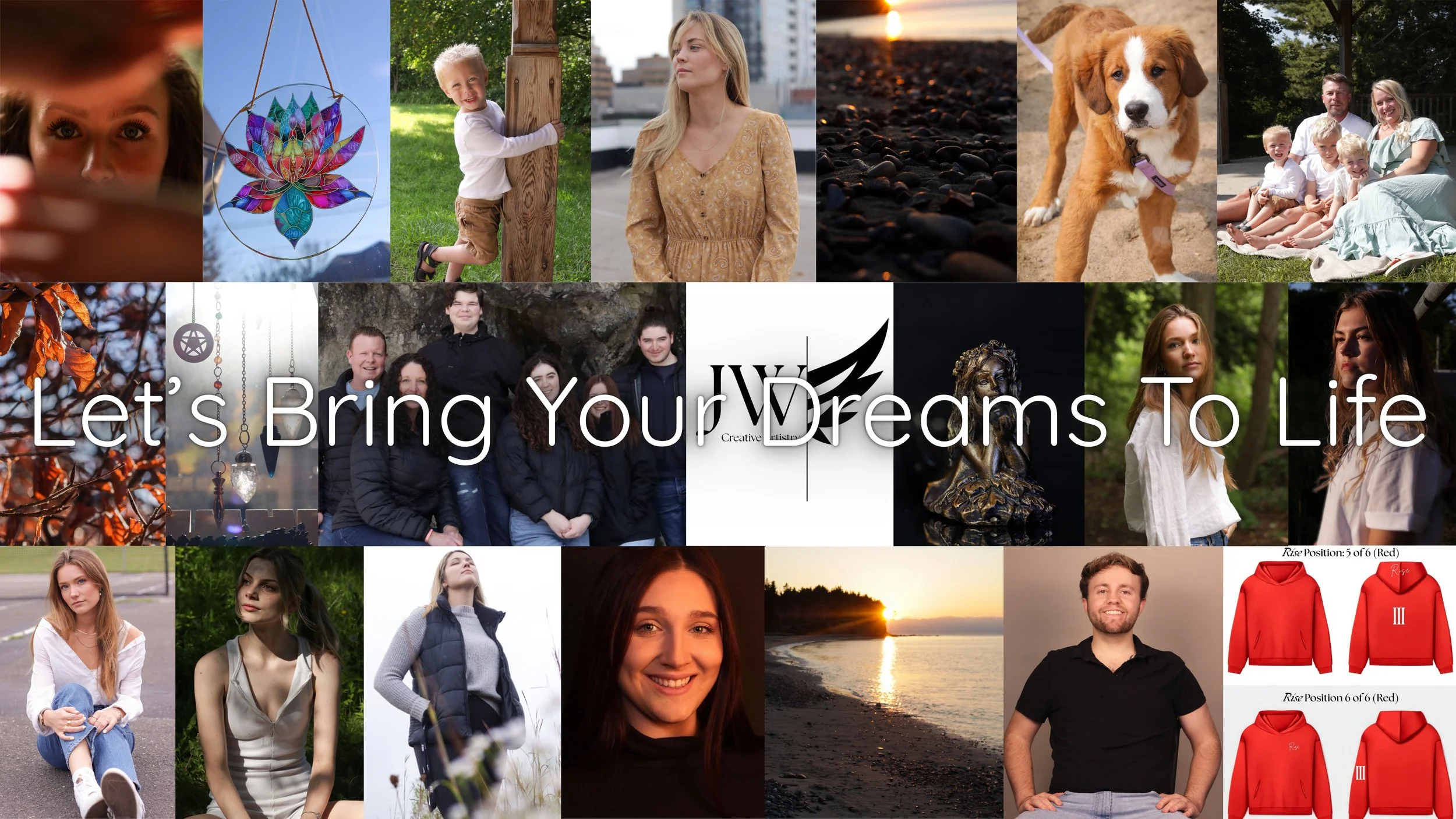 A collage of various people, outdoor scenes, and objects with the text 'Let's Bring Your Dreams To Life' overlaid.
