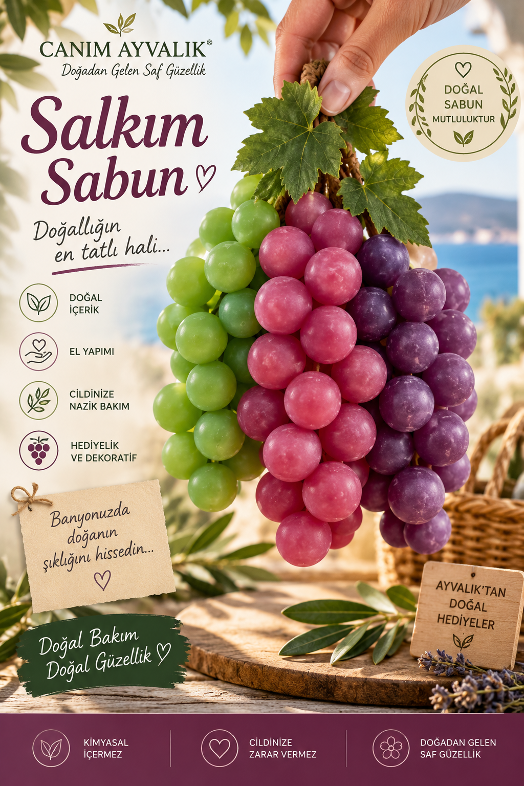 zeytin yağı içeren el yapımı doğal saç sabunu – Canım Ayvalık el sabunu