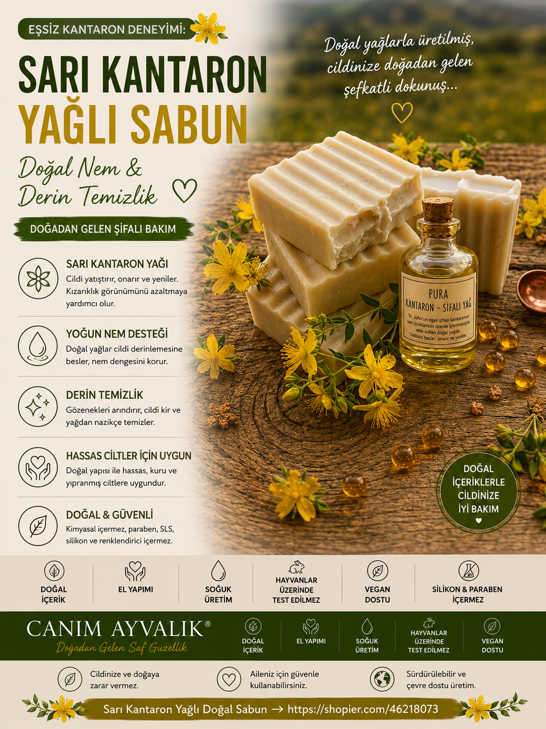 kantaron yağı içeren el yapımı doğal saç sabunu – Canım Ayvalık