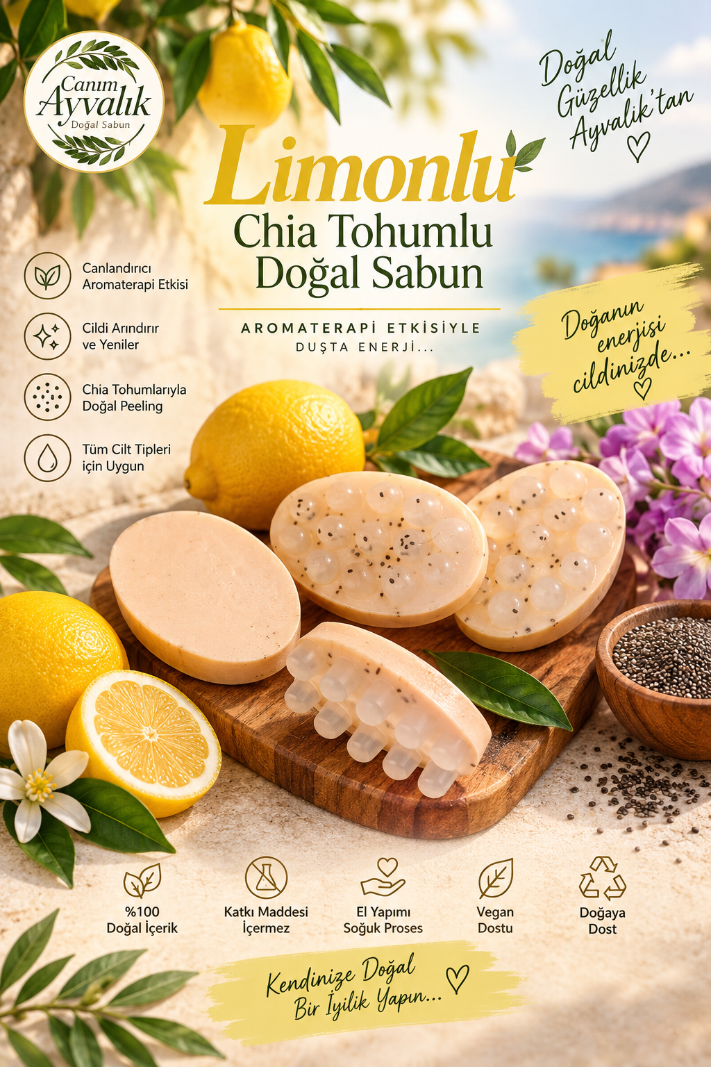 limon yağı ve limon suyu ile hazırlanan el yapımı aromaterapi sabunu – Canım Ayvalık