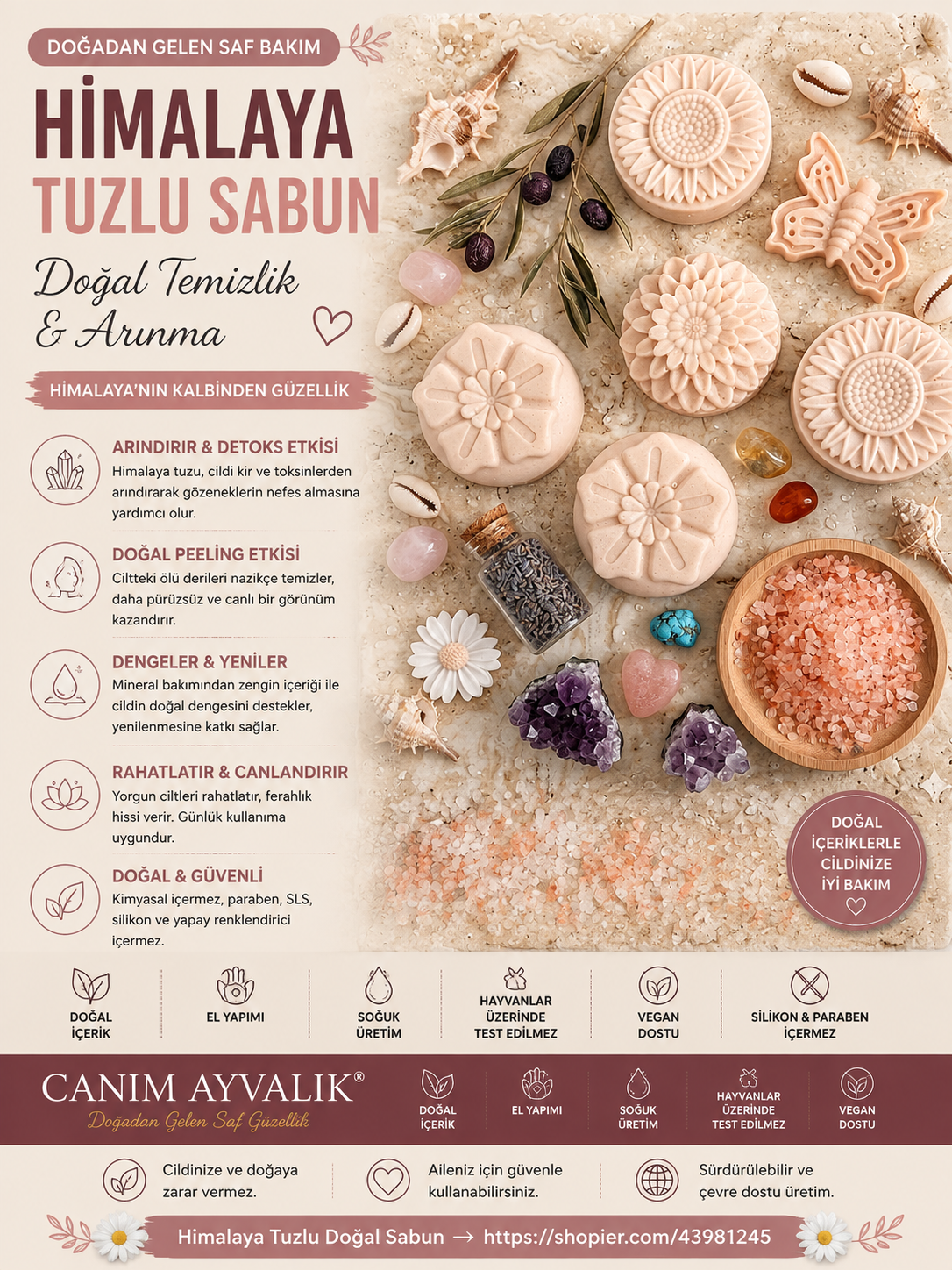 himalaya tuzu  içeren el yapımı doğal saç sabunu – Canım Ayvalık