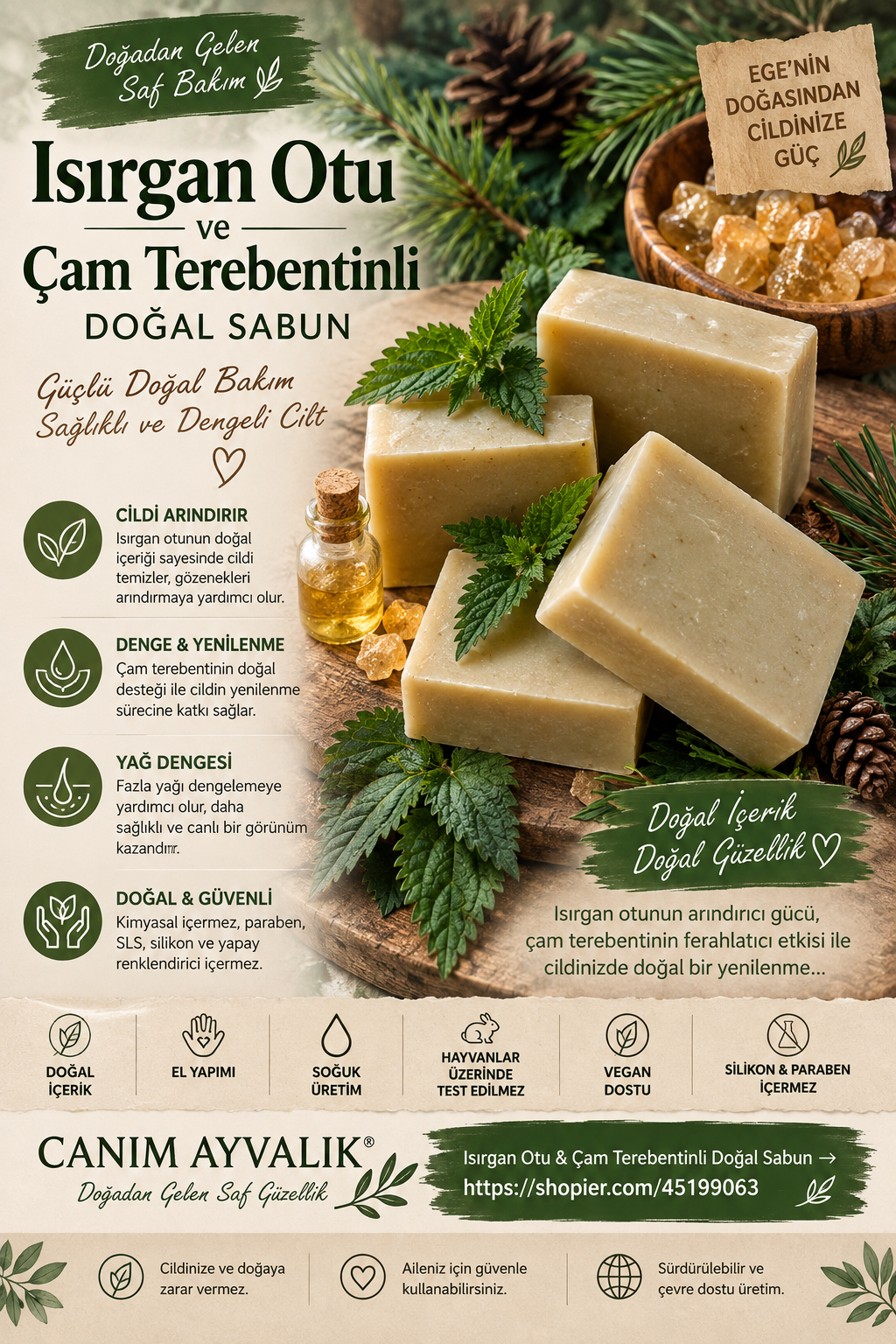 ısırganotu çam terebentin içeren el yapımı doğal saç sabunu – Canım Ayvalık
