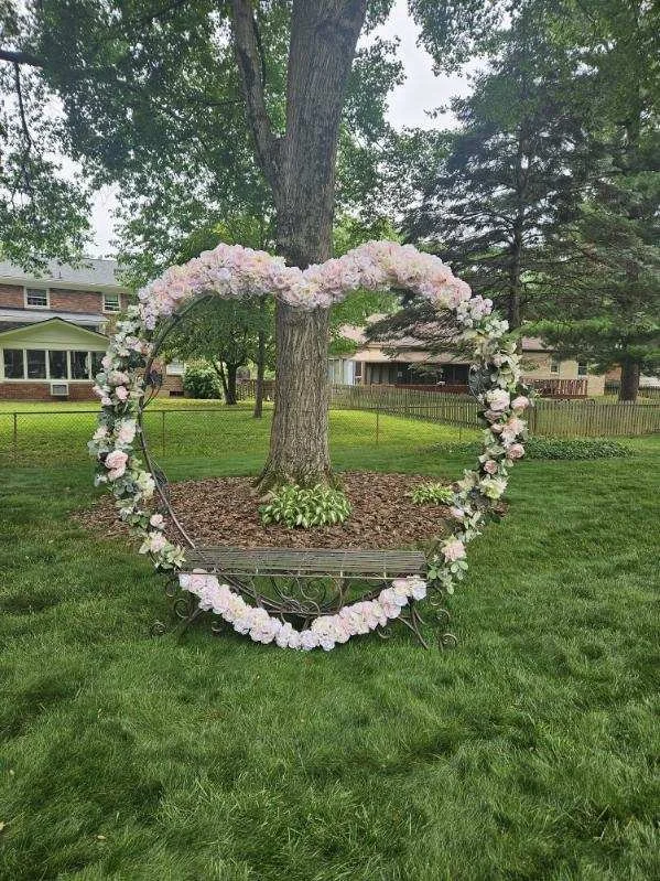 Heart Shaped Bench + Florals