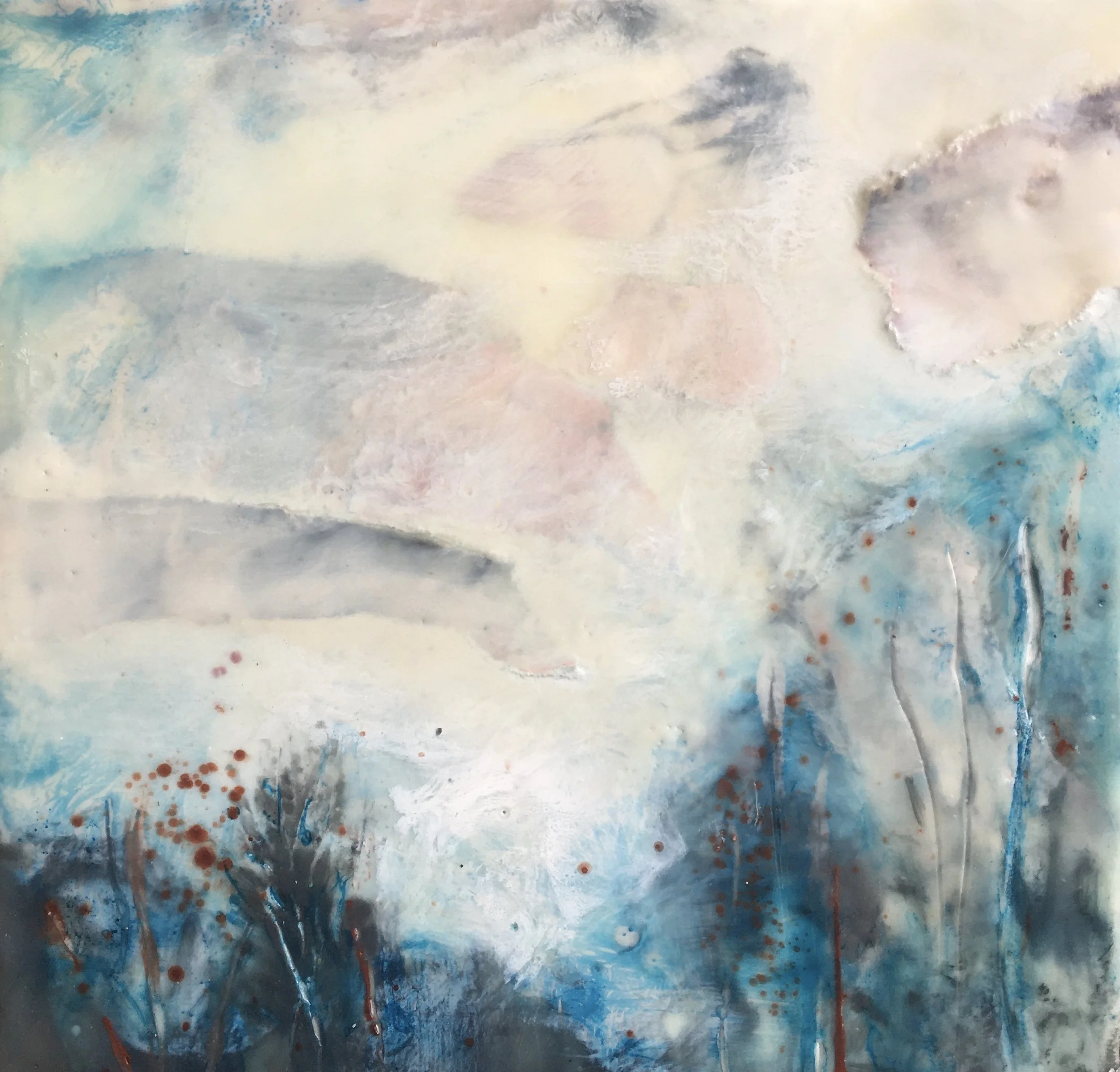 After the Summer Rain
 Encaustic Wax Collage (8x8)
 $275