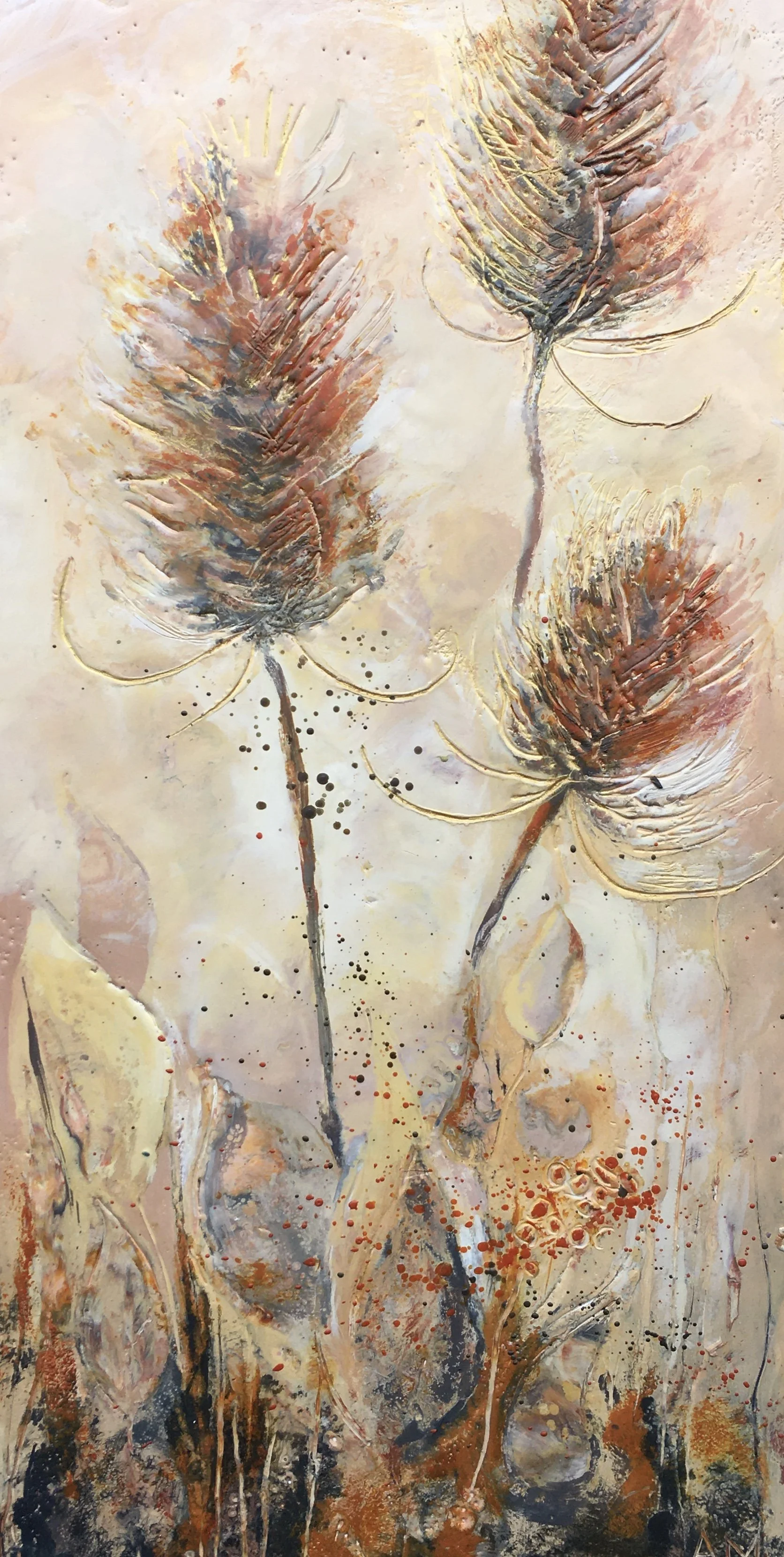 Teasles in Fall
 Encaustic Wax (8x16)
 $300