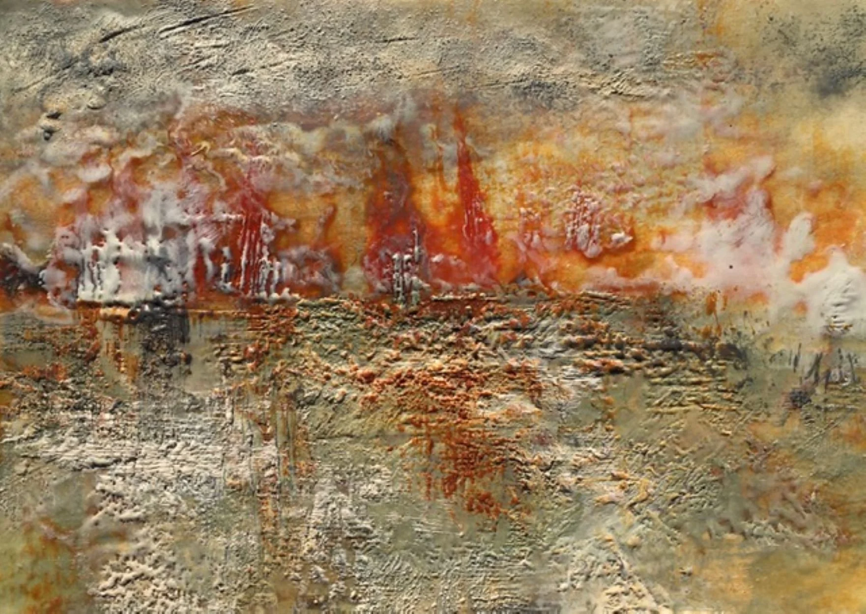 Mystic River
 Encaustic Wax on paper (5x7 framed to 13x16)  $300