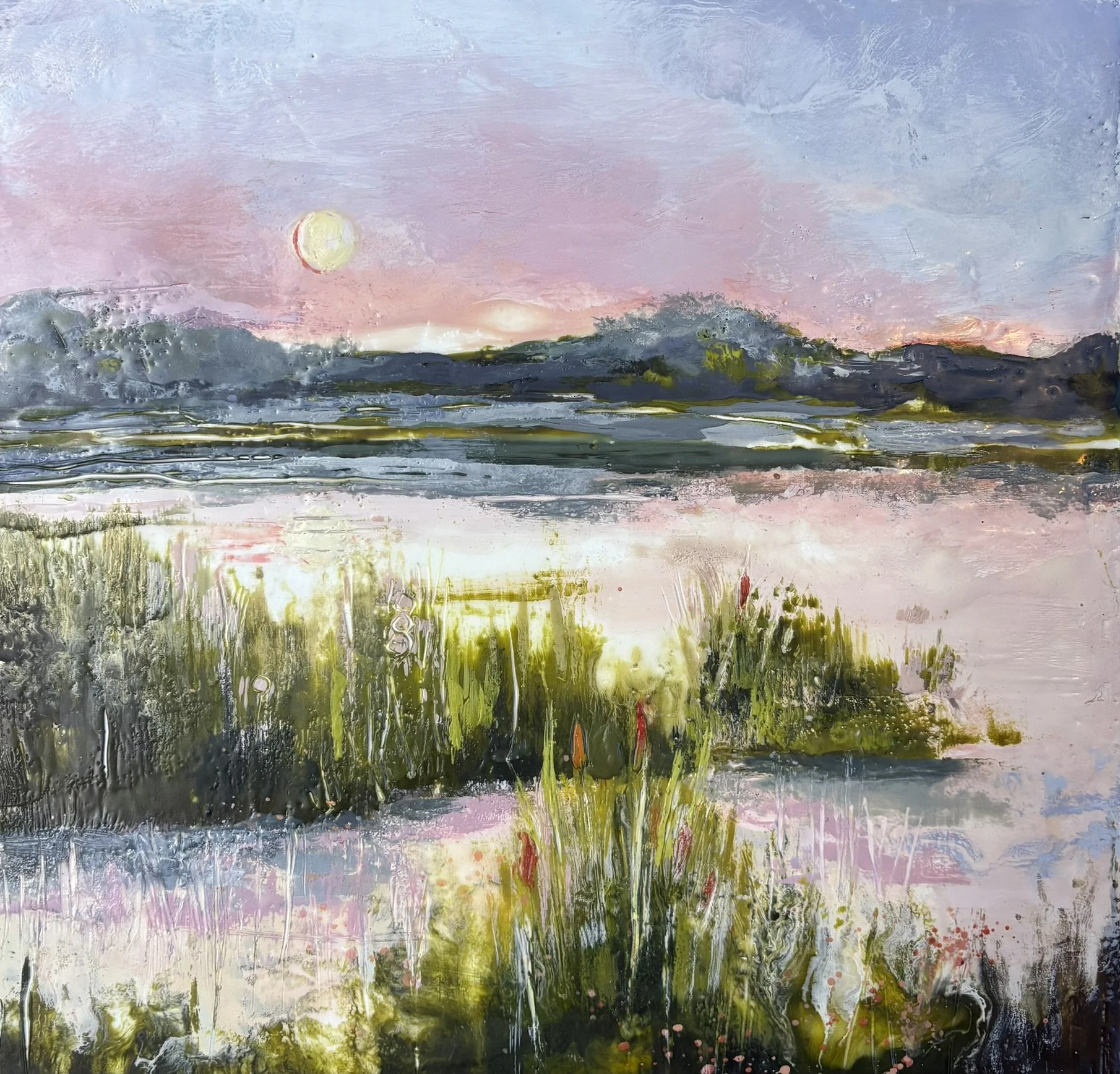 Braddock Bay at Dusk
 Encaustic Wax (12x12)
 $350