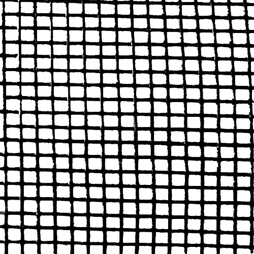 Close-up of a black mesh grid with small square openings.