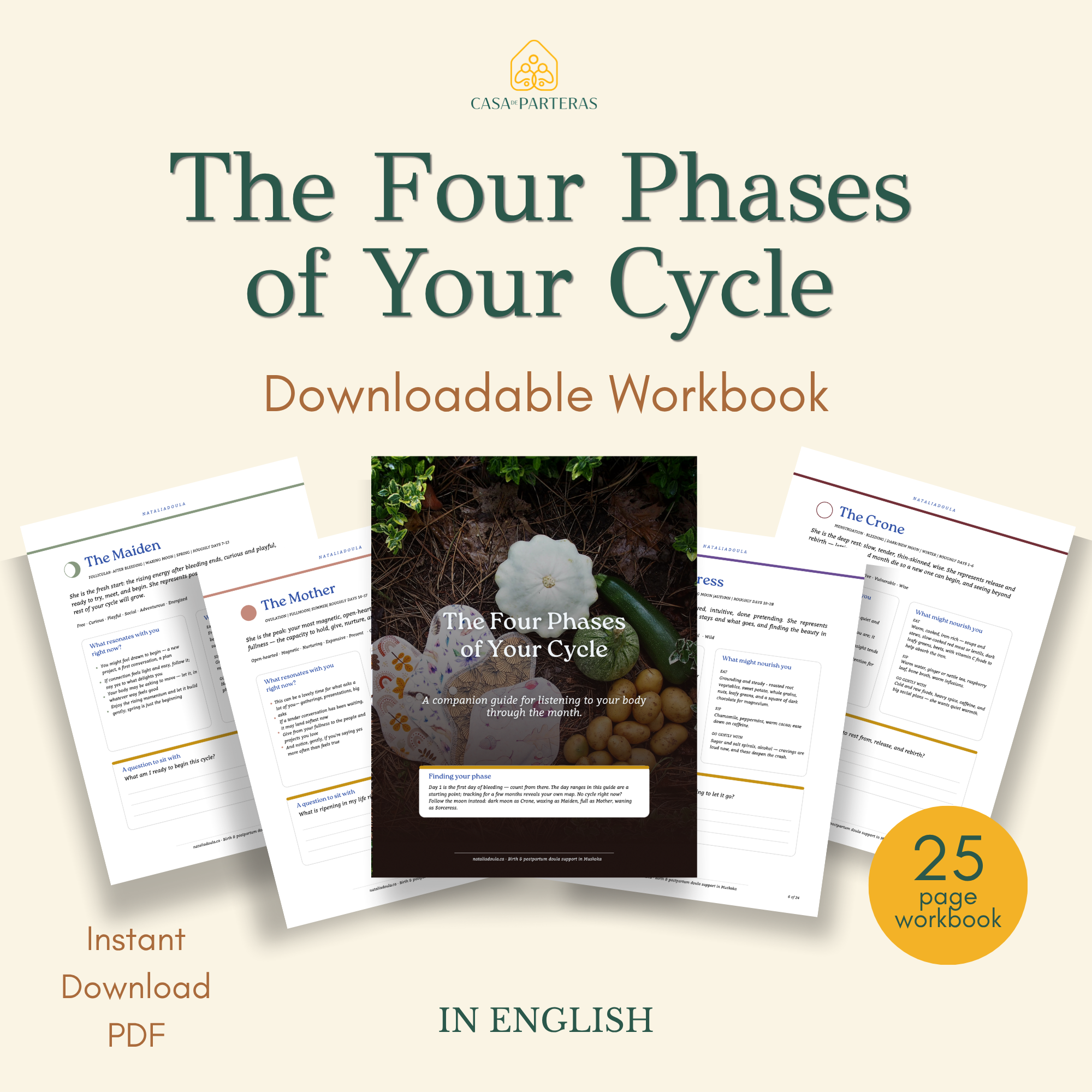 The Four Phases of Your Cycle Digital Workbook | Casa de Parteras