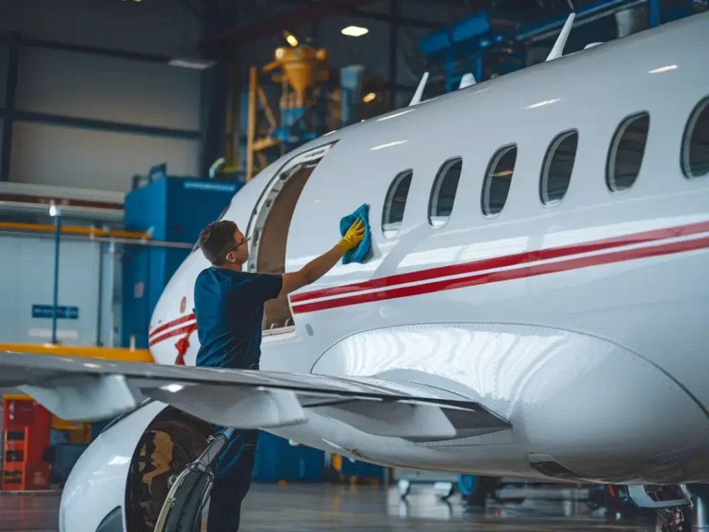 Private jet exterior dry wash service on ramp — Divine Aviation Detailing, Orlando FL